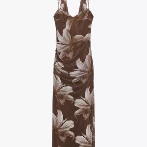 Zara Brown Floral Maxi Dress